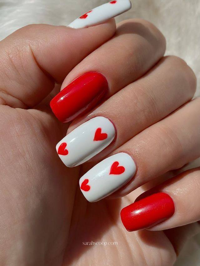 π Stunning Red & White Nail Art: Hearts, Swirls & More To Inspire Your Next Manicure! π 17 π Stunning Red & White Nail Art: Hearts, Swirls & More To Inspire Your Next Manicure! π