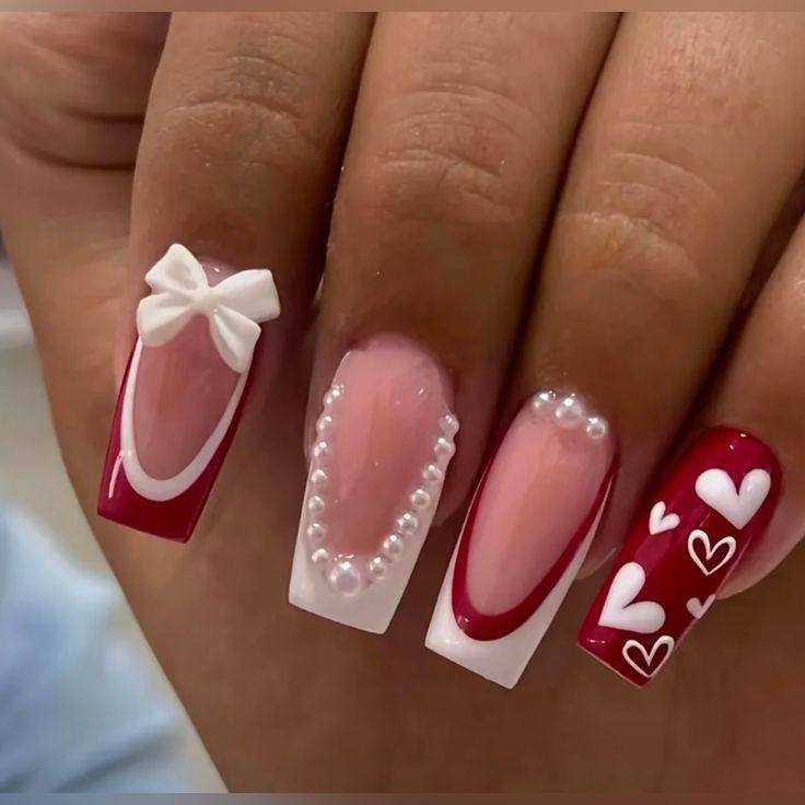 π Stunning Red & White Nail Art: Hearts, Swirls & More To Inspire Your Next Manicure! π 17 π Stunning Red & White Nail Art: Hearts, Swirls & More To Inspire Your Next Manicure! π