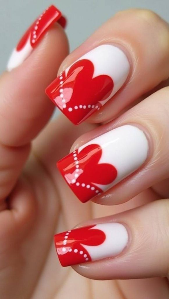 π Stunning Red & White Nail Art: Hearts, Swirls & More To Inspire Your Next Manicure! π 17 π Stunning Red & White Nail Art: Hearts, Swirls & More To Inspire Your Next Manicure! π