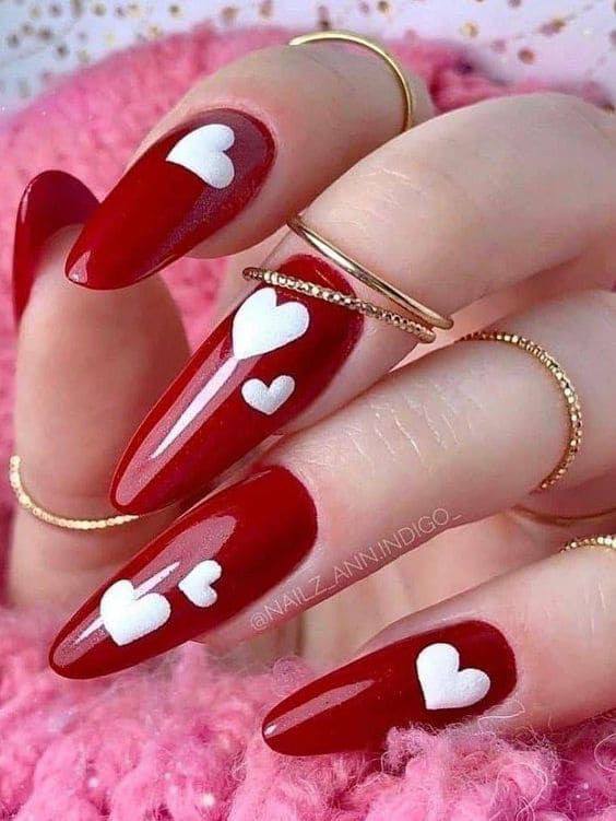 π Stunning Red & White Nail Art: Hearts, Swirls & More To Inspire Your Next Manicure! π 17 π Stunning Red & White Nail Art: Hearts, Swirls & More To Inspire Your Next Manicure! π