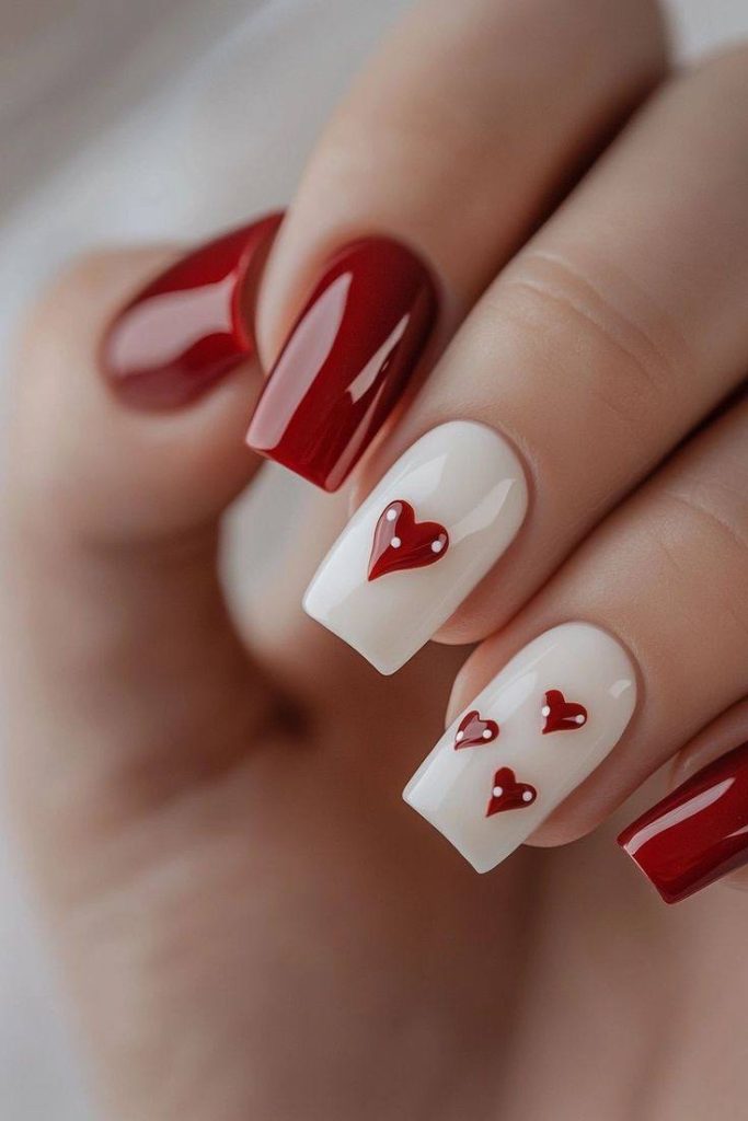 π Stunning Red & White Nail Art: Hearts, Swirls & More To Inspire Your Next Manicure! π 17 π Stunning Red & White Nail Art: Hearts, Swirls & More To Inspire Your Next Manicure! π