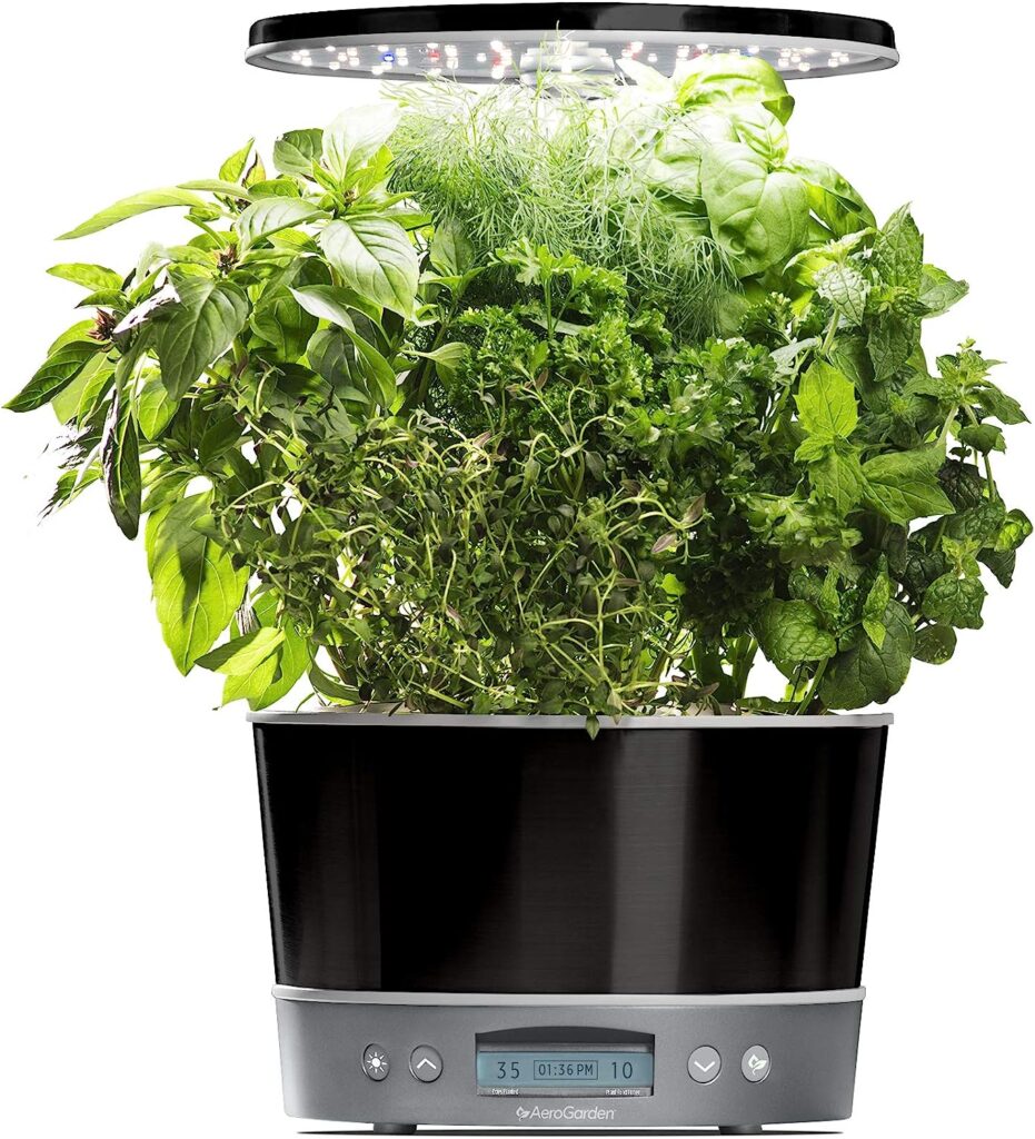 AeroGarden Harvest Elite 360 Indoor Garden Hydroponic System with LED Grow Light and Herb Kit, Holds up to 6 Pods, Platinum