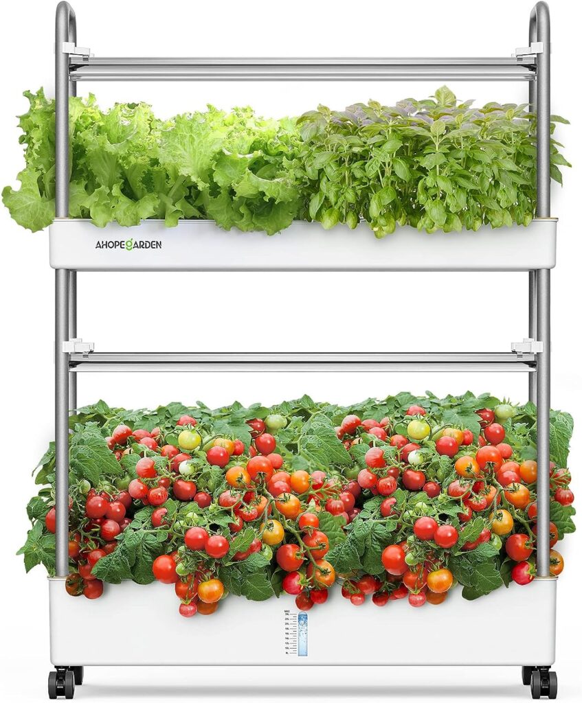 Indoor Garden Hydroponics Growing System, 60 Pods Plant Germination Kit Aeroponic Vertical Herb Garden with LED Grow Light Veggie Flower Fruit Growth with Smart Socket  Pump System for Home Kitchen