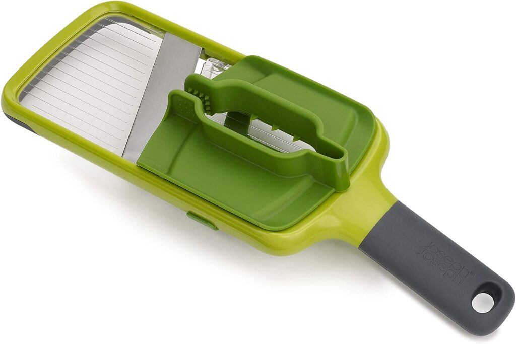 Joseph Joseph Multi Hand-held Mandoline Slicer with Food Grip and Adjustable Blades Dishwasher Safe, One-size, Green