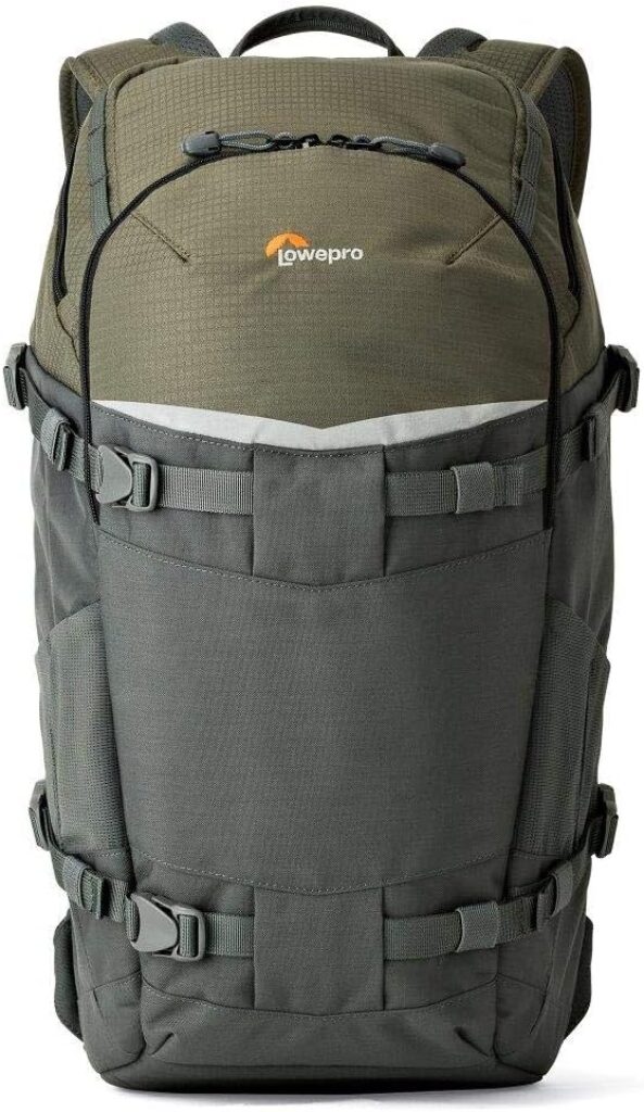 Lowepro LP37015-PWW, Flipside Trek BP 350 AW Backpack for Camera, Stores DSLR with Lens Attached, Extra Lenses, Tripod, 10 Inch Tablet Grey/Dark Green