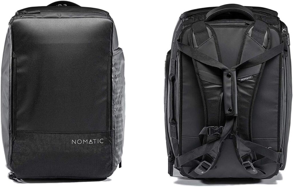 NOMATIC 30L Travel Bag- Duffel/Backpack, Carry-on Size for Airplane Travel, Everyday Use with TSA Compliant Built in Laptop and Tablet Sleeve, Water Resistant, Ventilated Pockets