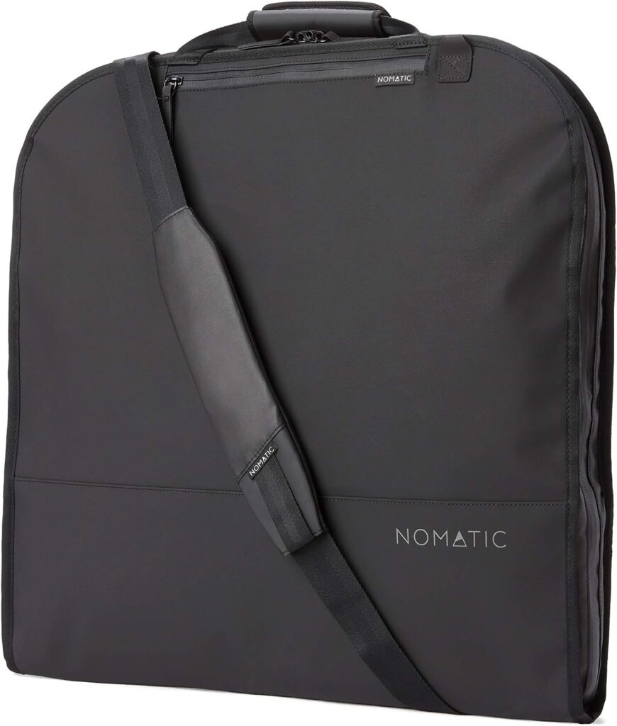 NOMATIC Garment Bag- Premium Black Nylon Garment Bag, Travel Hanging Luggage Garment Bag with Shoe Compartment, Holds Up To 3 Suits Plus Accessories, V2