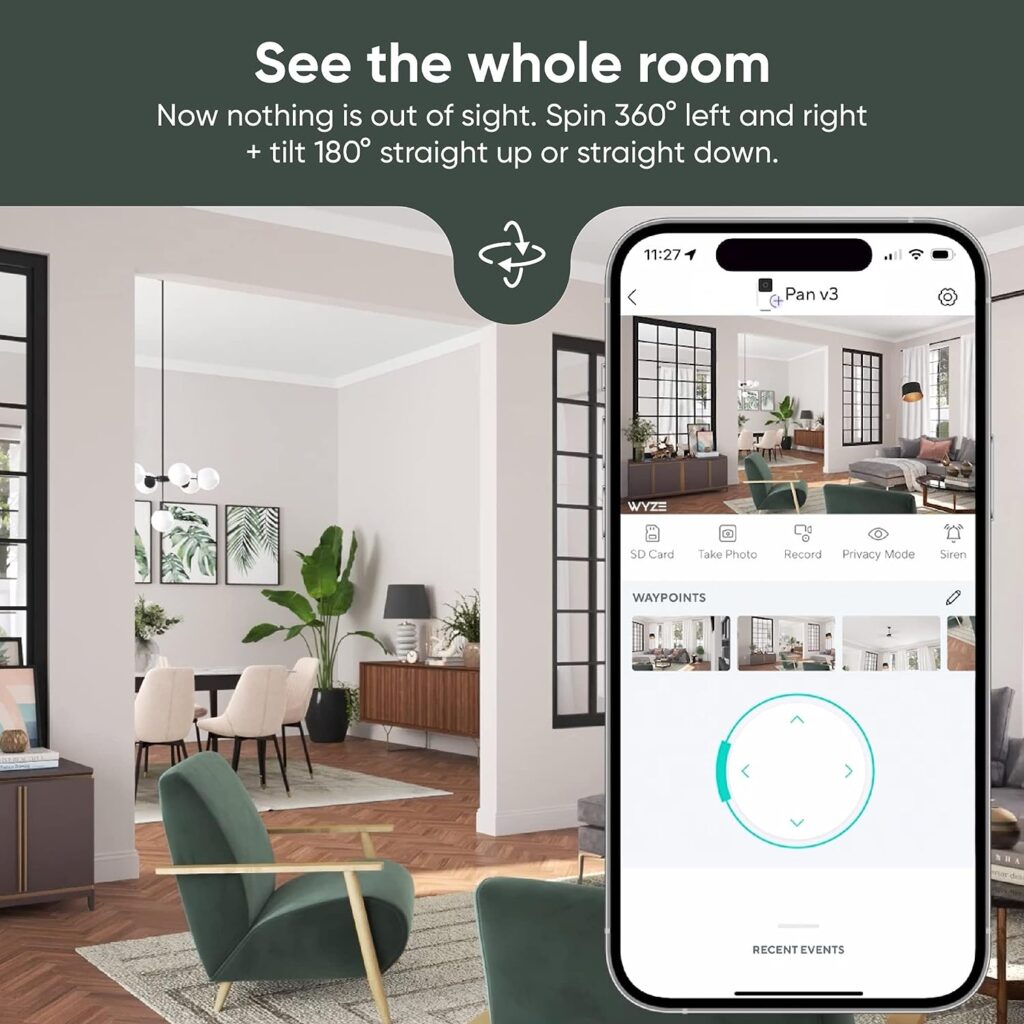 WYZE Cam Pan v3 Indoor/Outdoor IP65-Rated 1080p Pan/Tilt/Zoom Wi-Fi Smart Home Security Camera with Motion Tracking for Baby  Pet, Color Night Vision, 2-Way Audio, Works with Alexa  Google Assistant