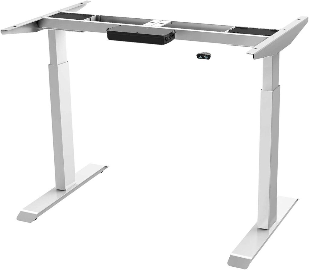 AIMEZO Dual Motor Electric Height Adjustable Standing Desk Frame Sit Stand Desk Home Office Stand Up Desk DIY Computer Workstation (White)