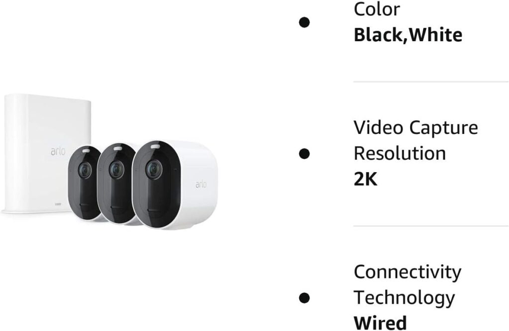 Arlo Pro 3 - Home Security 3 Camera System, Wire-Free 2K Video with HDR, Color Night Vision, Spotlight, 160° View, 2-Way Audio, Siren, Works with Alexa (Renewed)