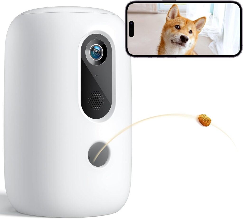 faroro Pet Camera, 2K Dog Camera with Phone APP, Dog Treat Dispenser with Auto Night Vision, Two-Way Audio, Motion Alerts, Supports 2.4GHz and 5GHz Wi-Fi