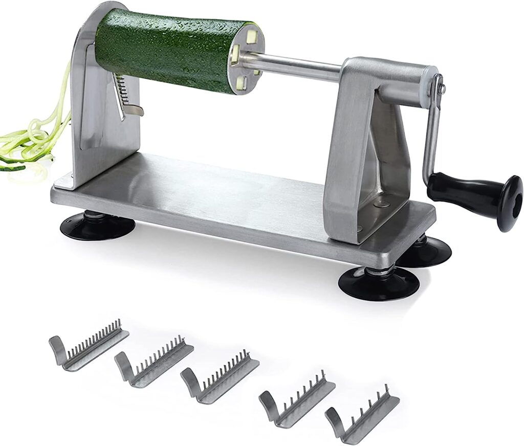 Homarden 5 Blade Stainless Steel Vegetable Spiralizer – Industrial Quality Vegetable Slicer for Fresh Zucchini and Fresh Onions - Salad Chopper, Potato Cutter, Noodle Maker, Spaghetti Squash
