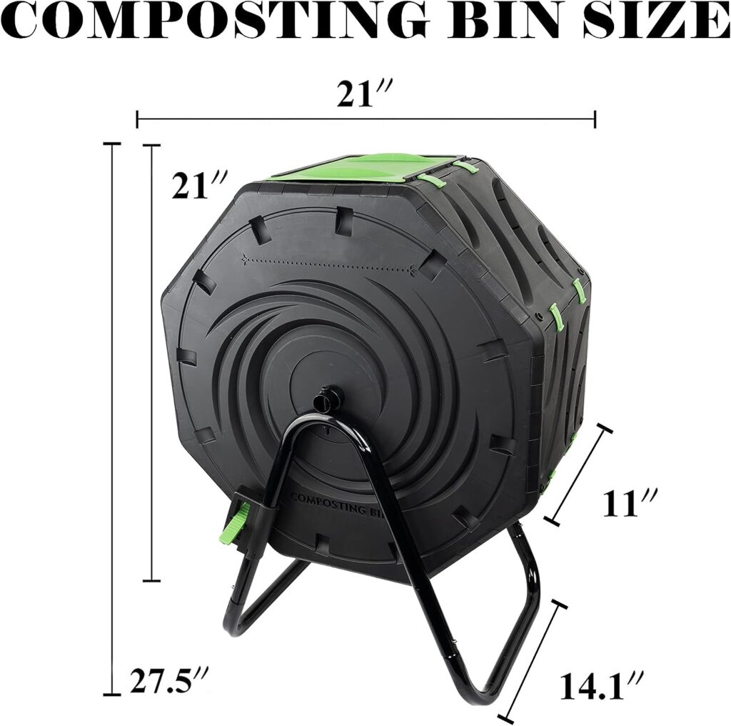 Hourleey Compost Bin for Outdoor, 19 Gallon Tumbling Composting Bin for Garden, Kitchen, Yard Tumbler Rotating Batch Composter Bin
