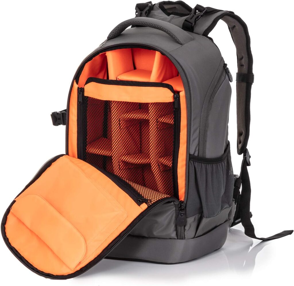InFocus Gear Photographer Backpack - Large Photography Bag for DSLR Camera, Laptop, Tripod, Lens  Accessories - Adjustable Dividers, Padded Shoulder  Waist Straps - Stylish Light Ergonomic Design