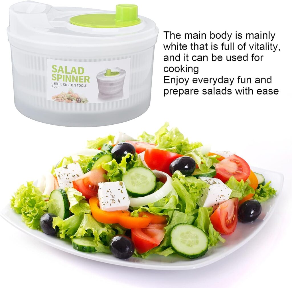 Jeanoko Vegetable Dryer, 3L Multifunction Efficient Salad Strainer for Cooking Salad Spinner Large Oxo Salad Spinner Salad Spinner Small Vegetable Spinner Dryer