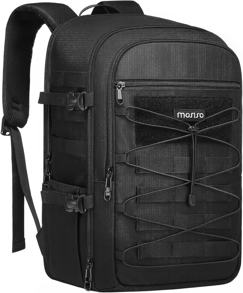 MOSISO Camera Backpack, DSLR/SLR/Mirrorless Photography 3 Layers Tactical Camera Bag Case with Tripod Holder15-16 inch Laptop CompartmentElastic Cord Strap Compatible with Canon/Nikon/Sony, Black
