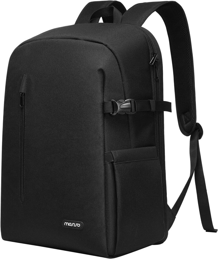MOSISO Camera Backpack, DSLR/SLR/Mirrorless Photography Camera Bag Quick Side Insert Camera Case with Tripod Holder15-16 inch Laptop Compartment Compatible with Canon/Nikon/Sony/Laptop, Black