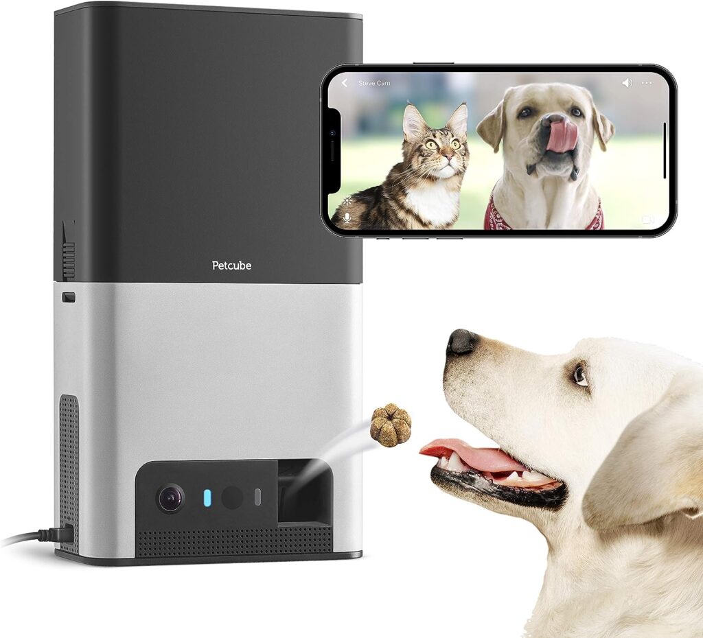 Petcube Bites 2 Wi-Fi Pet Camera with Treat Dispenser  Alexa Built-in, for Dogs and Cats. 1080p HD Video, 160 Full-Room View, 2-Way Audio, Sound/Motion Alerts, Night Vision, Pet Monitor