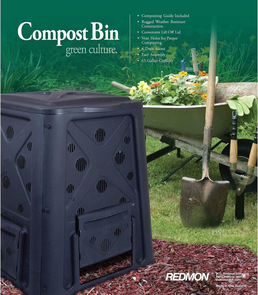 Redmon Since 1883 8000 Compost 65 Gallon bin, Full, Black