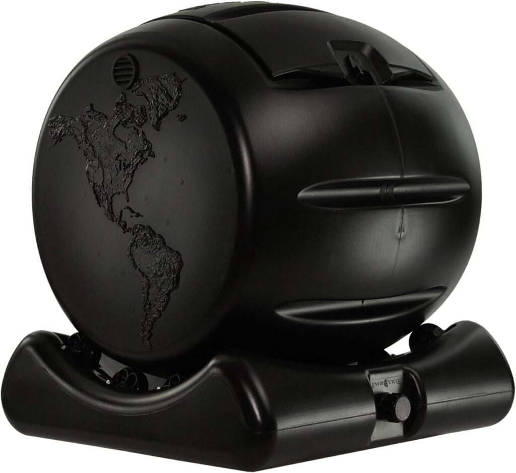 The Cutest Composter in The World in Black, Made in America, Food Safe, BPA and Rust Free, No Assembly Required, Envirocycle Composting Tumbler Bin and Compost Tea Maker …