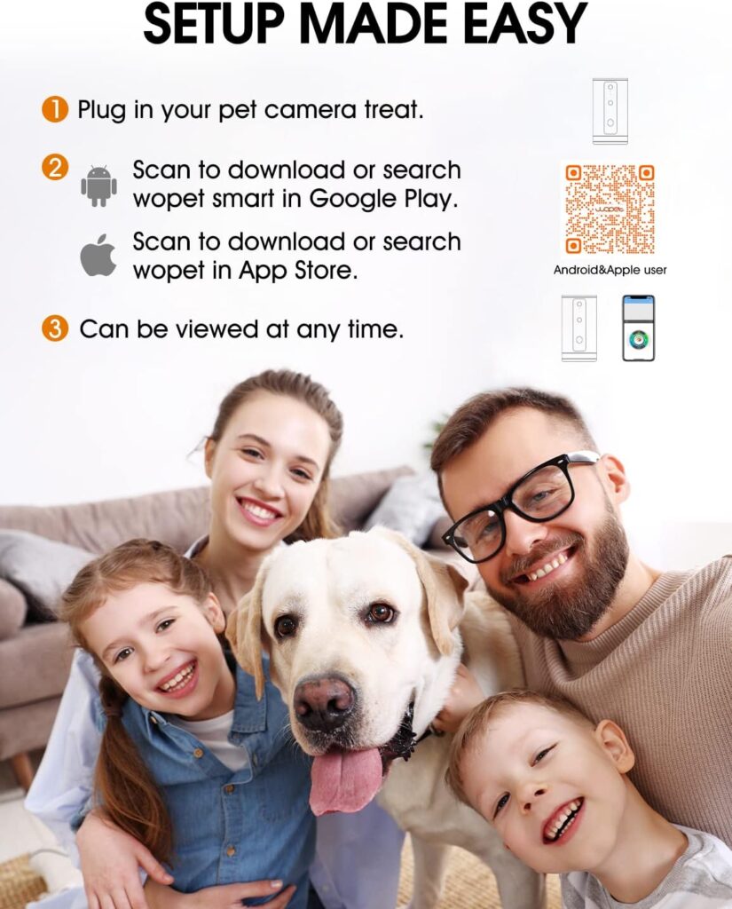 WOPET Dog Camera D01 Plus: 5G WiFi Pet Camera with Treat Tossing, 1080P HD with Night Vision for Pet Viewing, Two Way Audio Communication Designed for Dogs and Cats, Monitor Your Pet Remotely