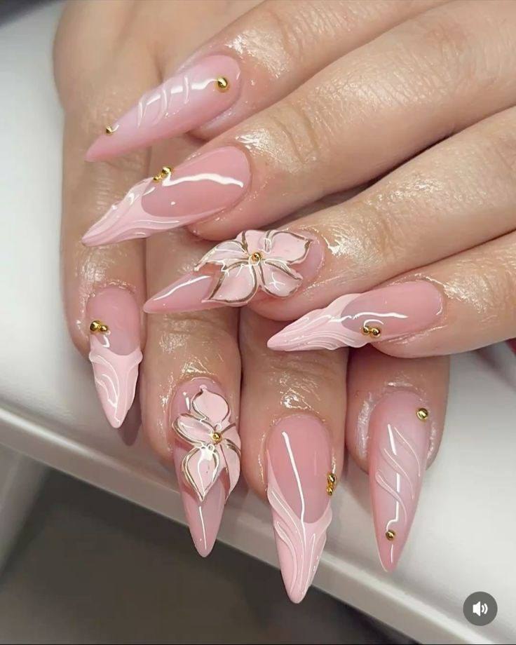 Stunning 3D Floral Nail Art with Elegant Gold Accents: Your Ultimate Guide