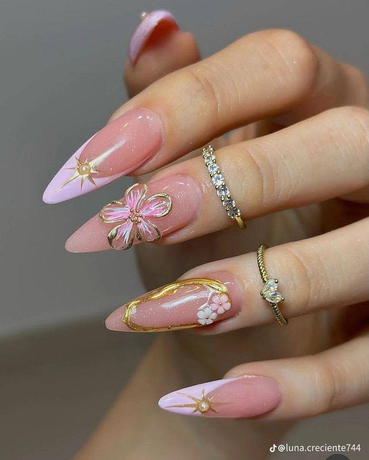 Stunning 3D Floral Nail Art with Elegant Gold Accents: Your Ultimate Guide